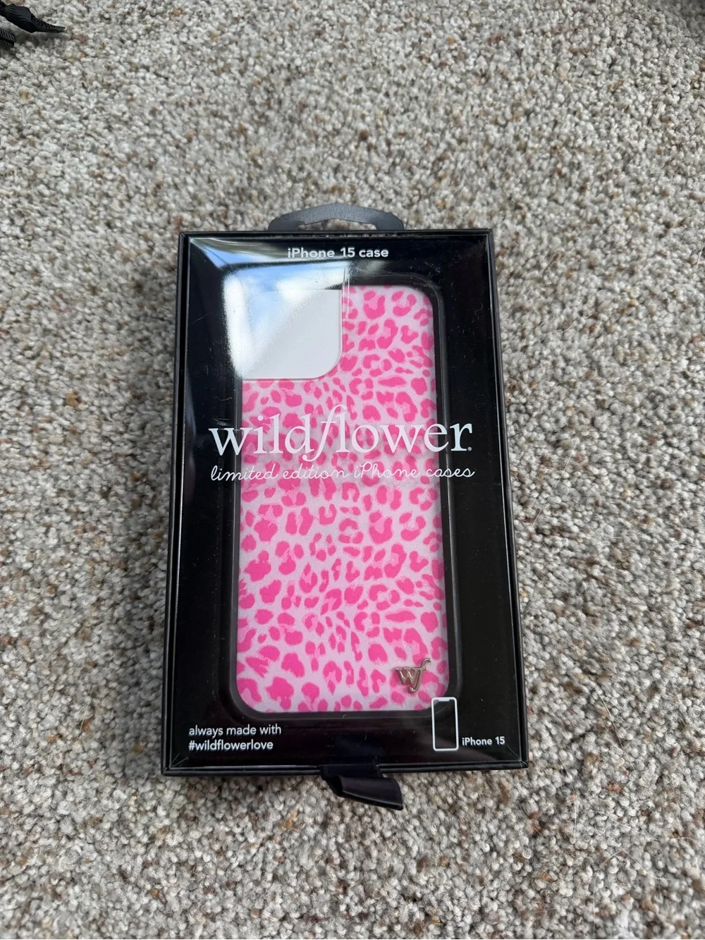Wildflower Pink Leopard Print iPhone 15 Case with White Base